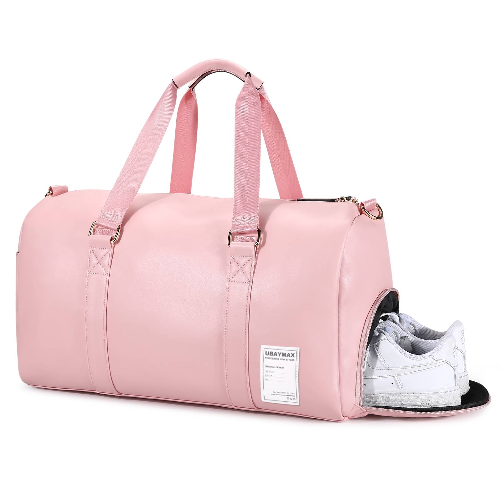 Pink leather overnight online bag